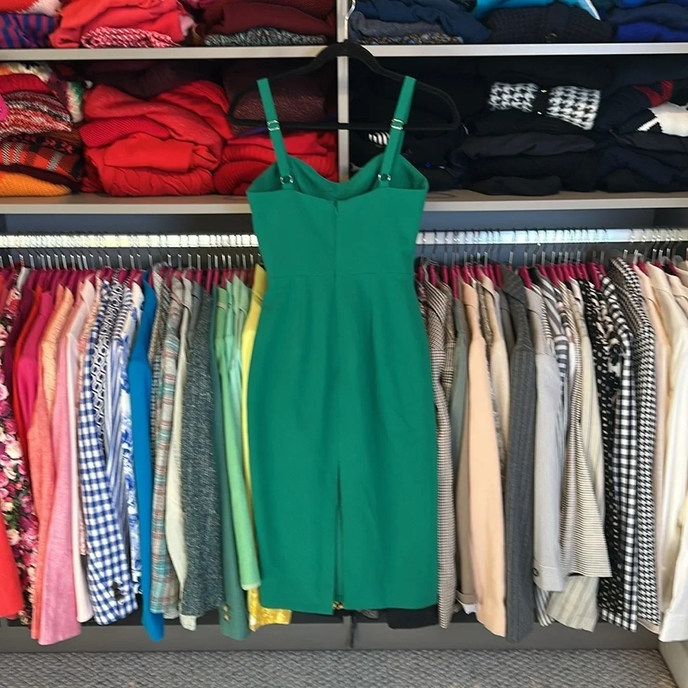Dress the Population green adjustable strap front cut out dress size XS NWT